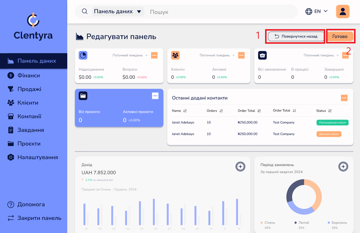 Редагування панелі даних